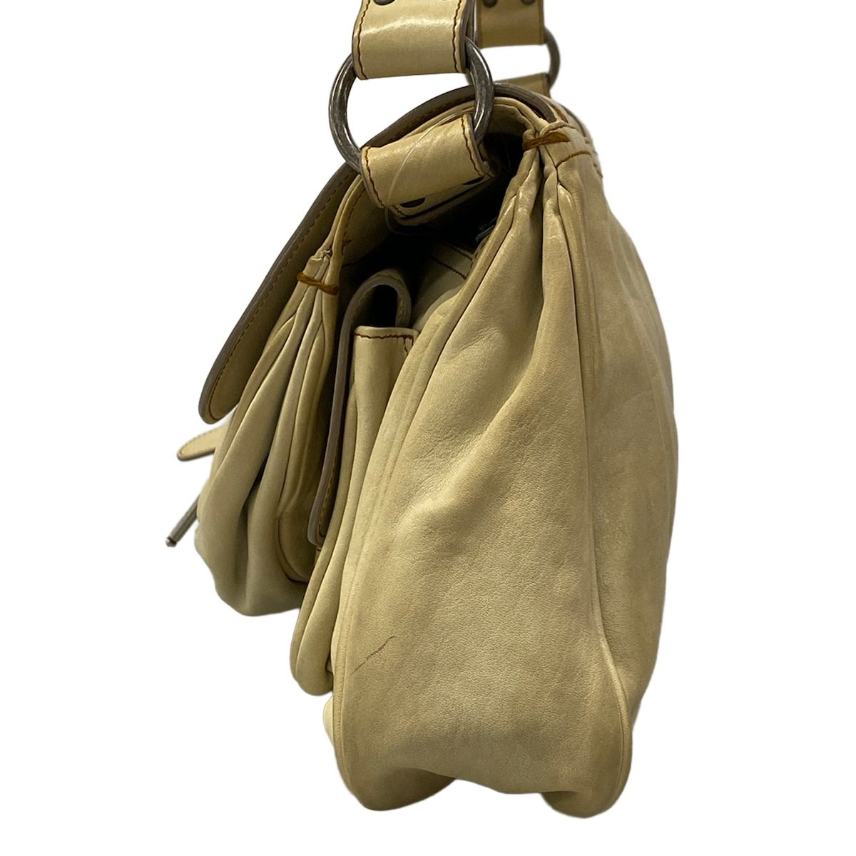 Dior Shoulder Bag Gaucho Ivory Brown Leather — view 4