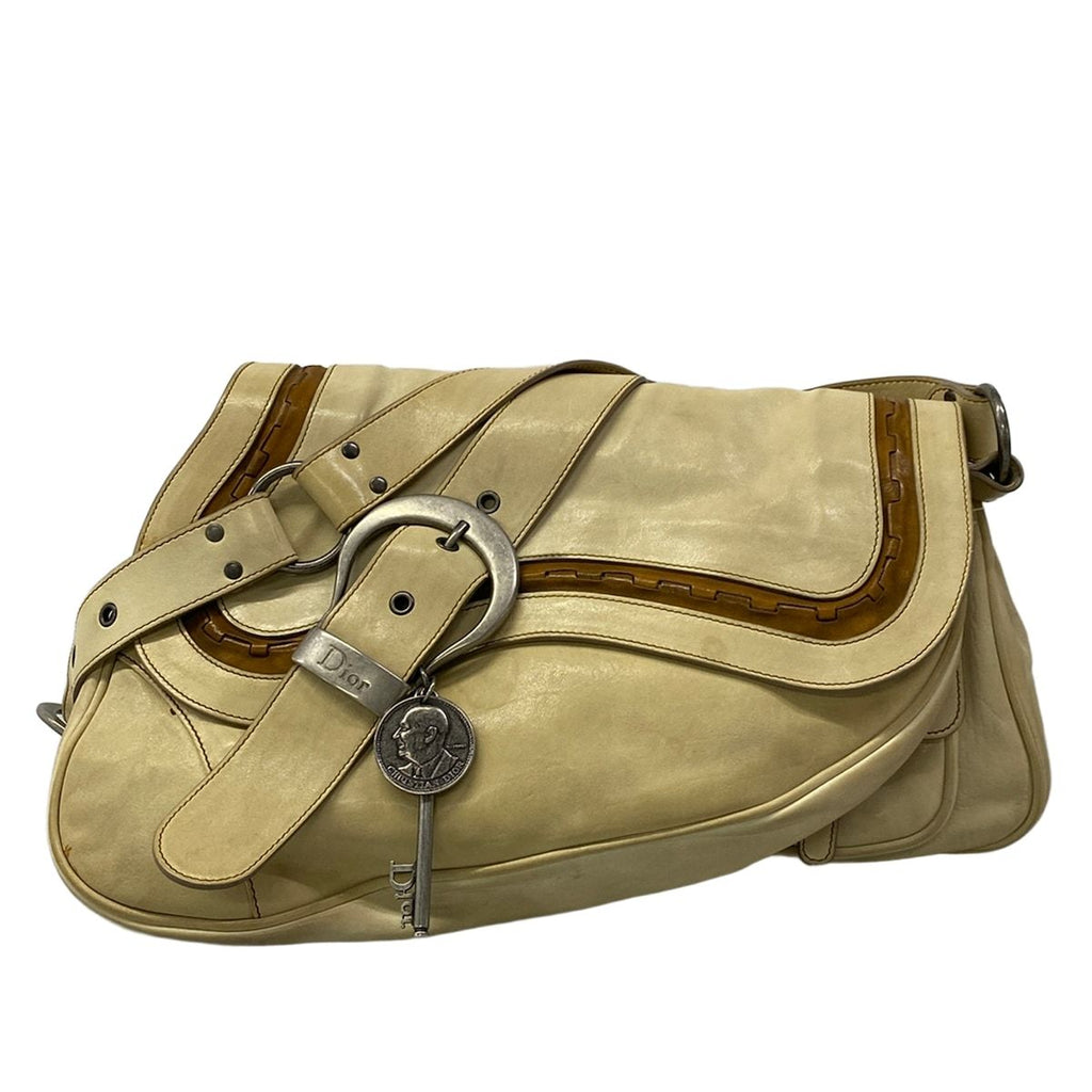 Dior Shoulder Bag Gaucho Ivory Brown Leather