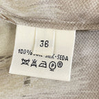 Hermes Long Sleeve Shirt Blouse 36 S Beige Dark Brown Multi Silk — view 5