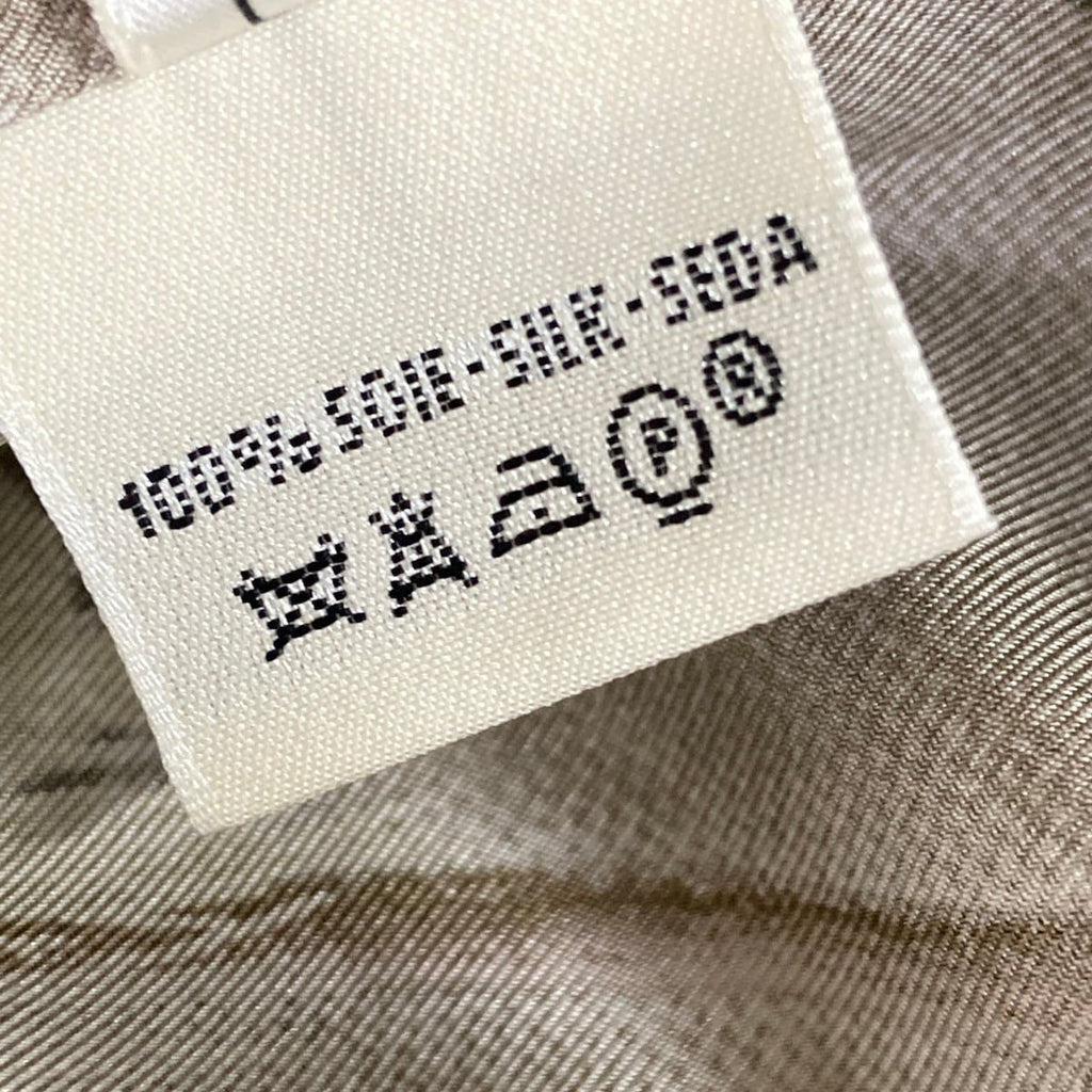 Hermes Long Sleeve Shirt Blouse 36 S Beige Dark Brown Multi Silk — view 4