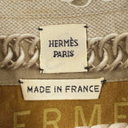 Hermes Long Sleeve Shirt Blouse 36 S Beige Dark Brown Multi Silk — view 3