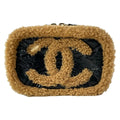 Chanel Waist Pouch CC Mania Black Light Brown Gold CC Logo Shearling
