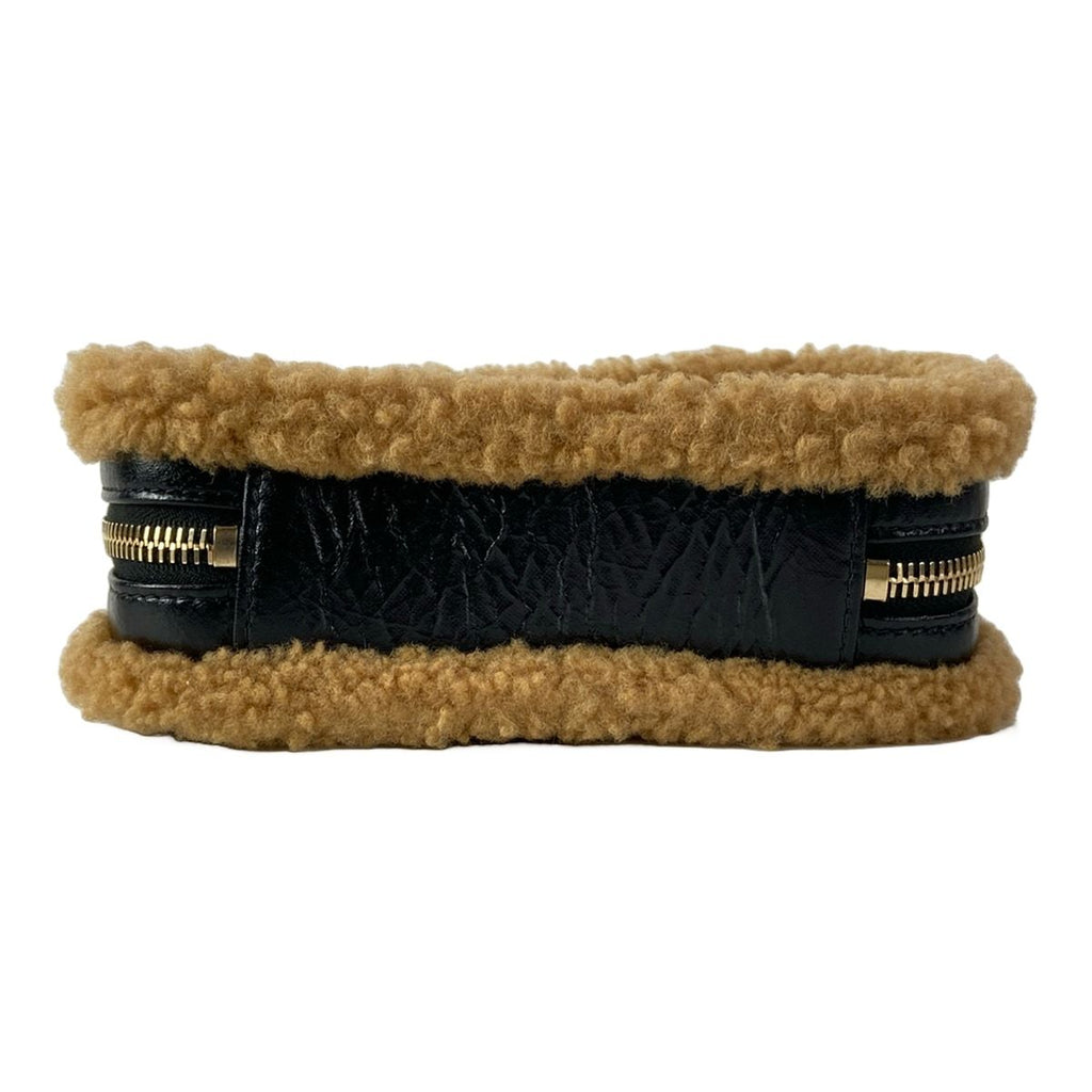 Chanel Waist Pouch CC Mania Black Light Brown Gold CC Logo Shearling — view 5