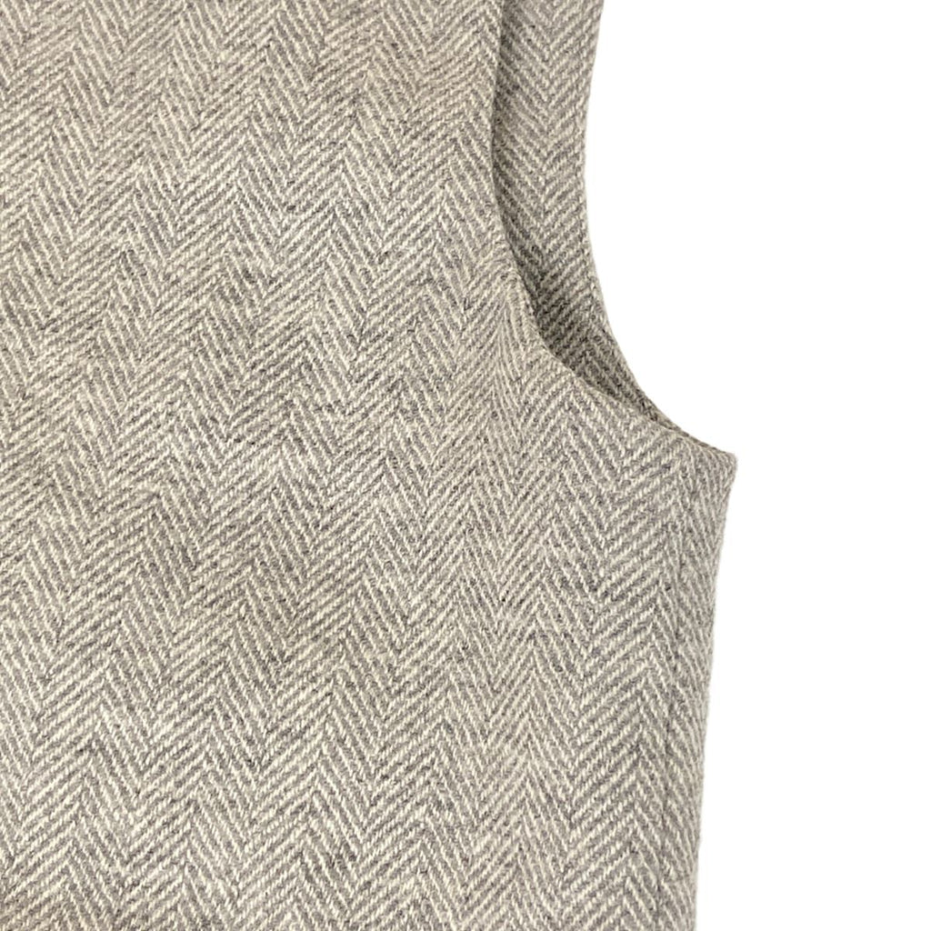 Hermes Dress 34 S Gray Sleeveless Knee Length Herringbone Wool Cashmere — view 7