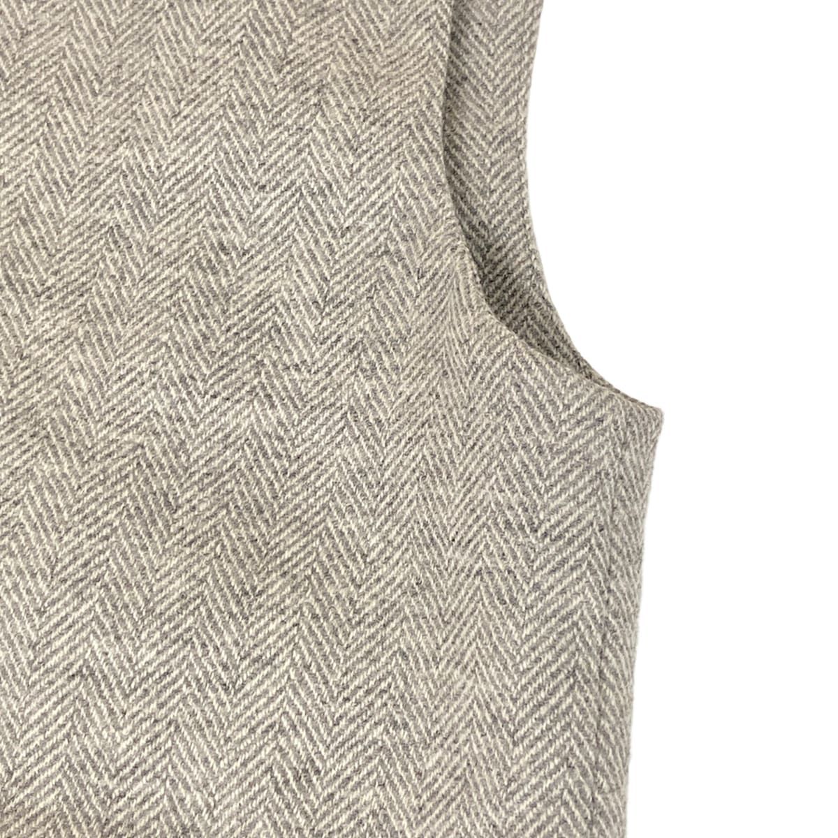 Hermes Dress 34 S Gray Sleeveless Knee Length Herringbone Wool Cashmere — view 7