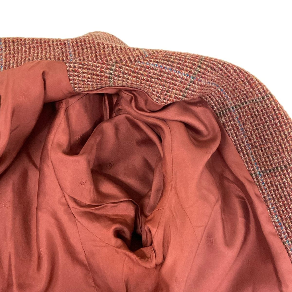 Chanel Jacket 38 M Red Dark Brown Multi Shoulder Pad Long Sleeve Check Pattern — view 8