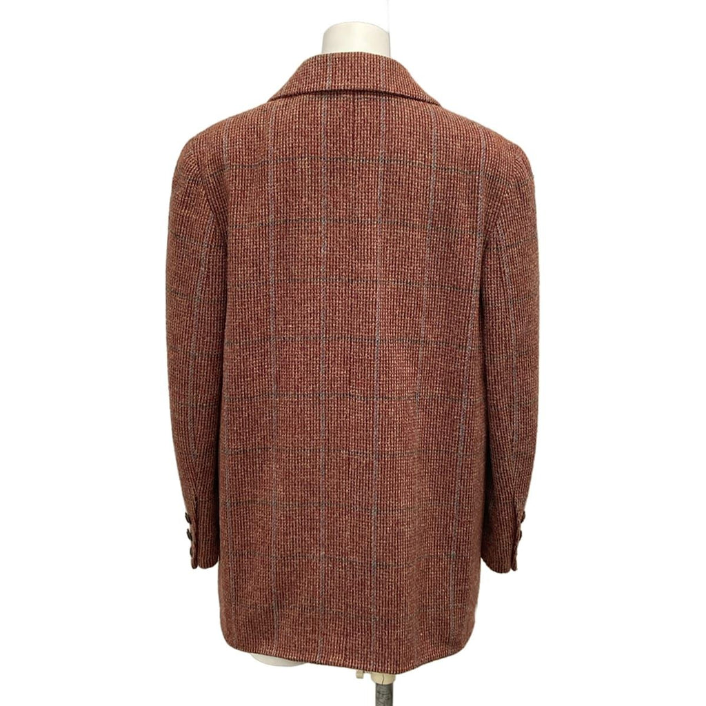 Chanel Jacket 38 M Red Dark Brown Multi Shoulder Pad Long Sleeve Check Pattern — view 2