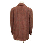 Chanel Jacket 38 M Red Dark Brown Multi Shoulder Pad Long Sleeve Check Pattern — view 2