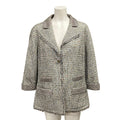 Chanel Jacket 42 L Martin Margiela Era Black White Multi 3/4 Sleeve Tweed Cotton