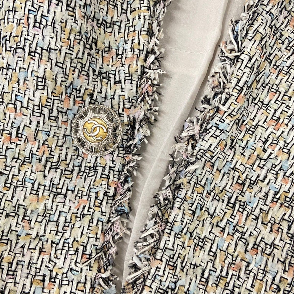 Chanel Jacket 42 L Martin Margiela Era Black White Multi 3/4 Sleeve Tweed Cotton — view 8