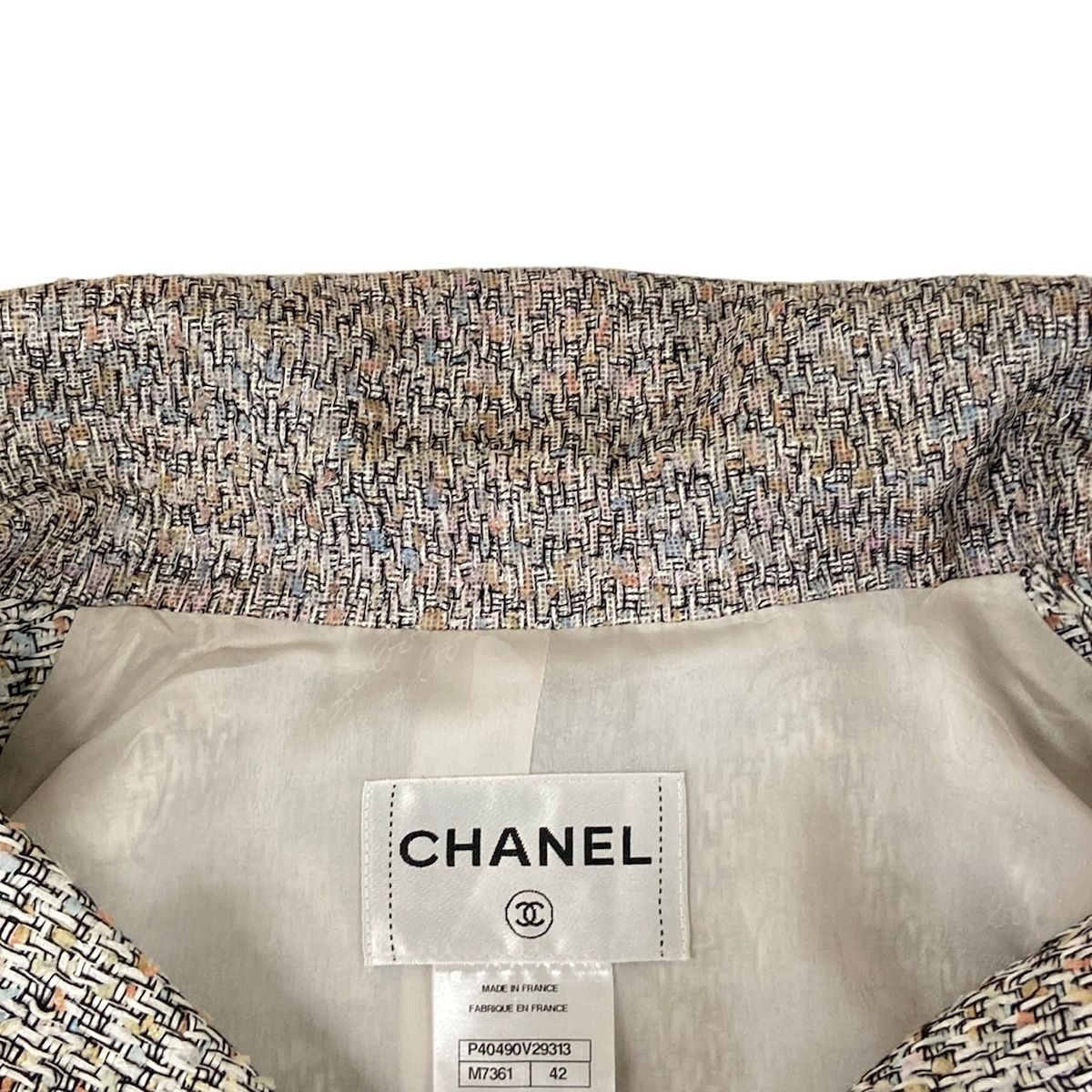 Chanel Jacket 42 L Martin Margiela Era Black White Multi 3/4 Sleeve Tweed Cotton — view 7