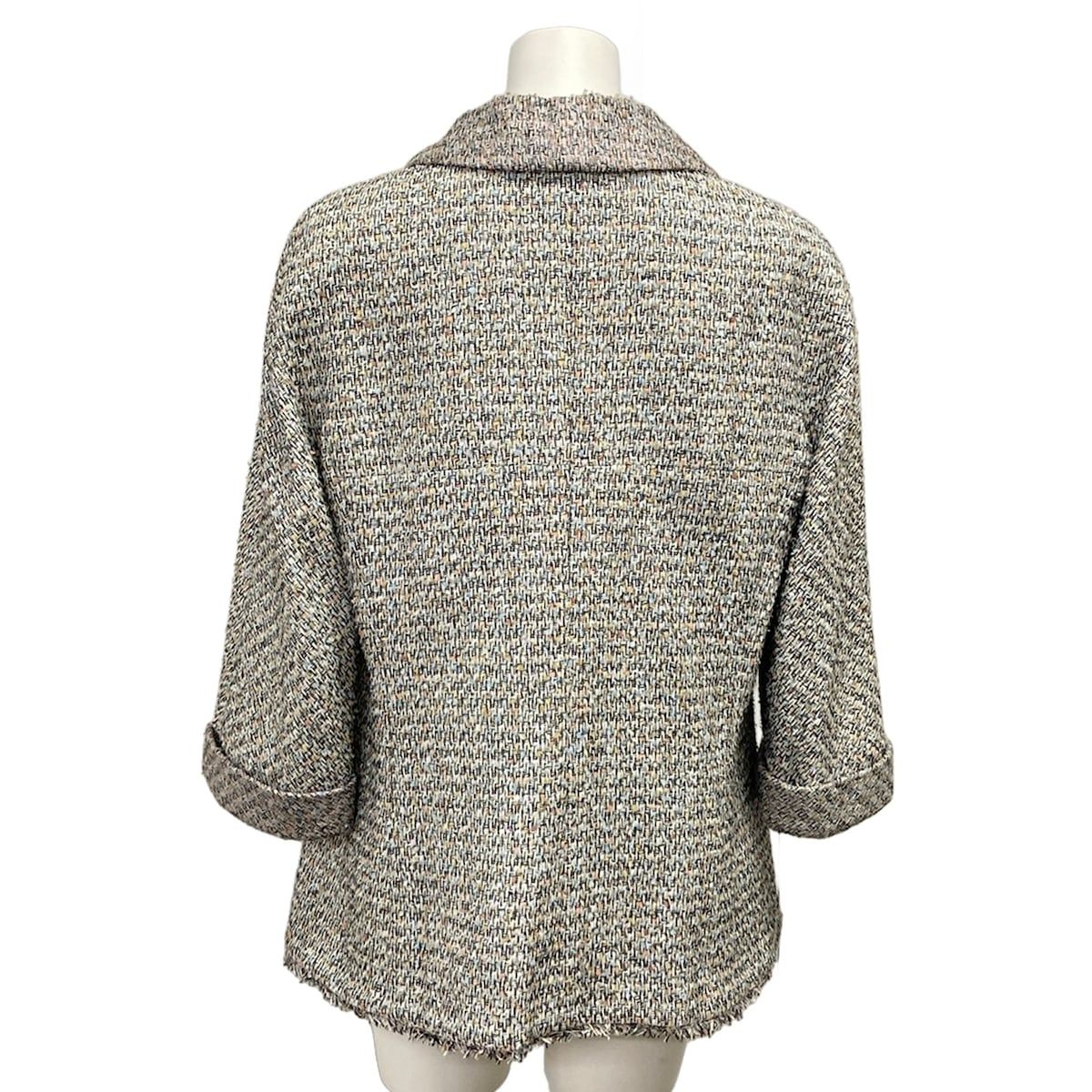 Chanel Jacket 42 L Martin Margiela Era Black White Multi 3/4 Sleeve Tweed Cotton — view 2