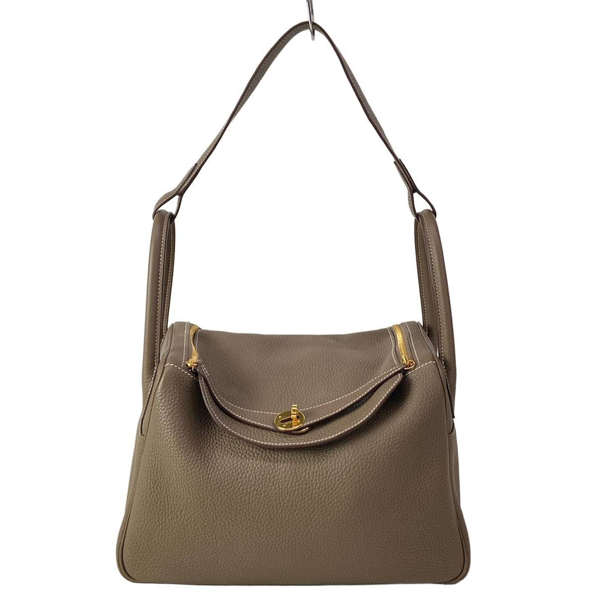 Hermes Shoulder Bag Lindy 30 Etoupe Gold