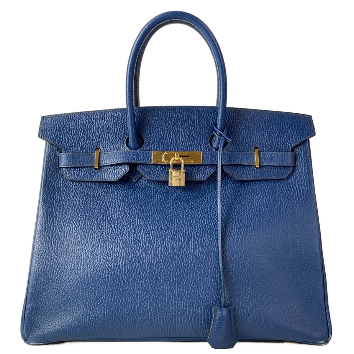 Hermes Handbag Birkin 35 Blue Thalassa Gold