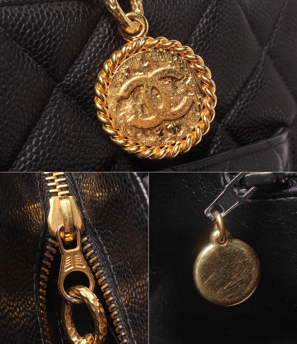 Chanel Tote Shoulder Bag Gold Caviar Leather — view 6