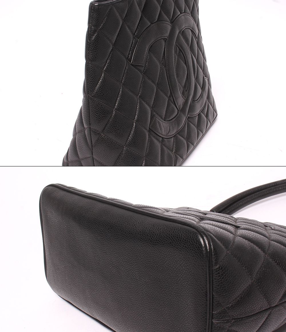 Chanel Tote Shoulder Bag Gold Caviar Leather — view 8