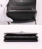 Chanel Chain Wallet Shoulder Bag Crossbody Single Flap Silver Quilted Enamel — view 3