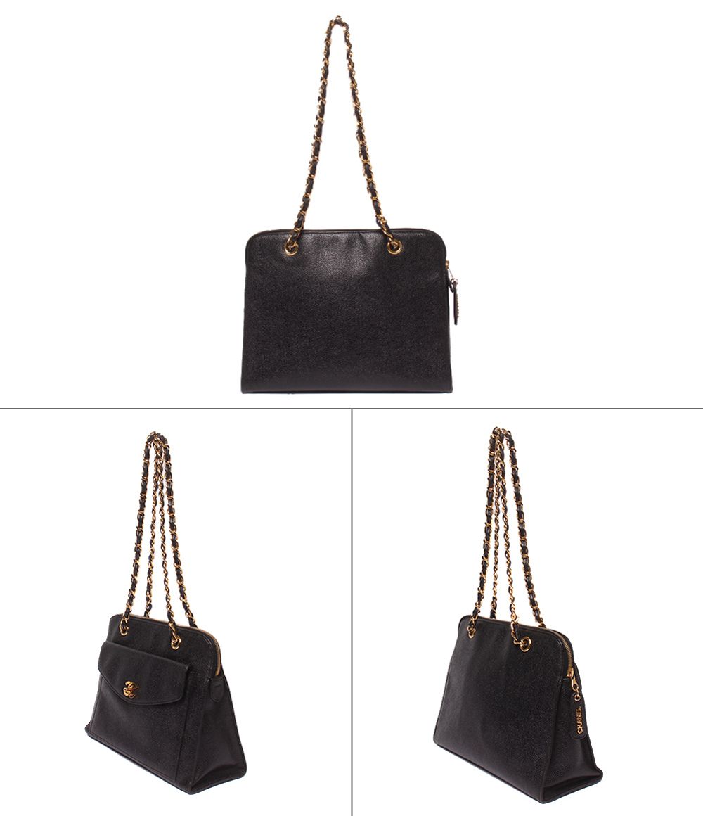 Chanel Chain Shoulder Bag Gold No 5 Caviar Leather — view 2