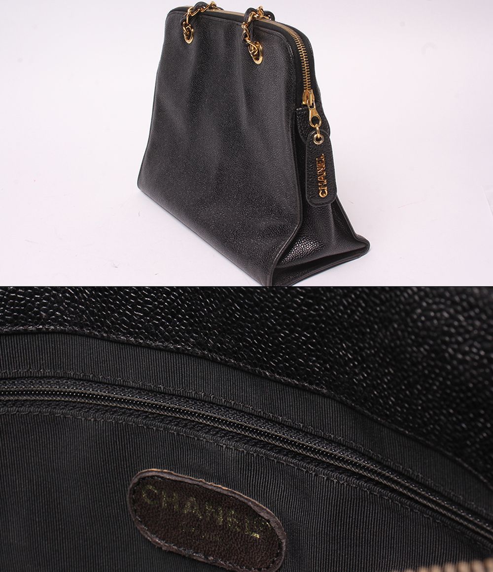 Chanel Chain Shoulder Bag Gold No 5 Caviar Leather — view 8