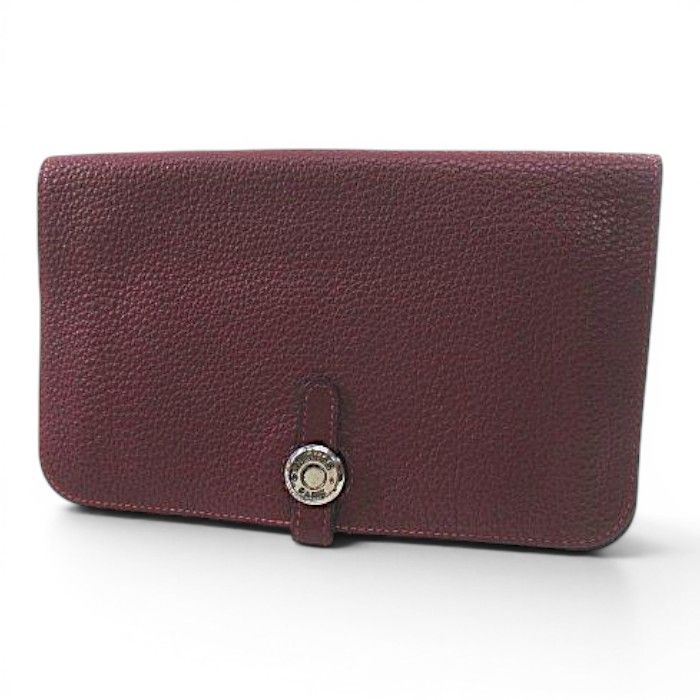Hermes Dogon GM Wallet Silver Bordeaux Leather