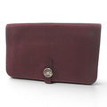 Hermes Dogon GM Wallet Silver Bordeaux Leather