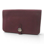 Hermes Dogon GM Wallet Silver Bordeaux Leather