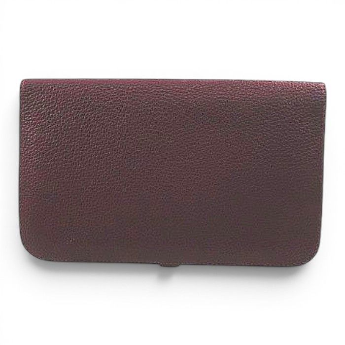 Hermes Dogon GM Wallet Silver Bordeaux Leather — view 2