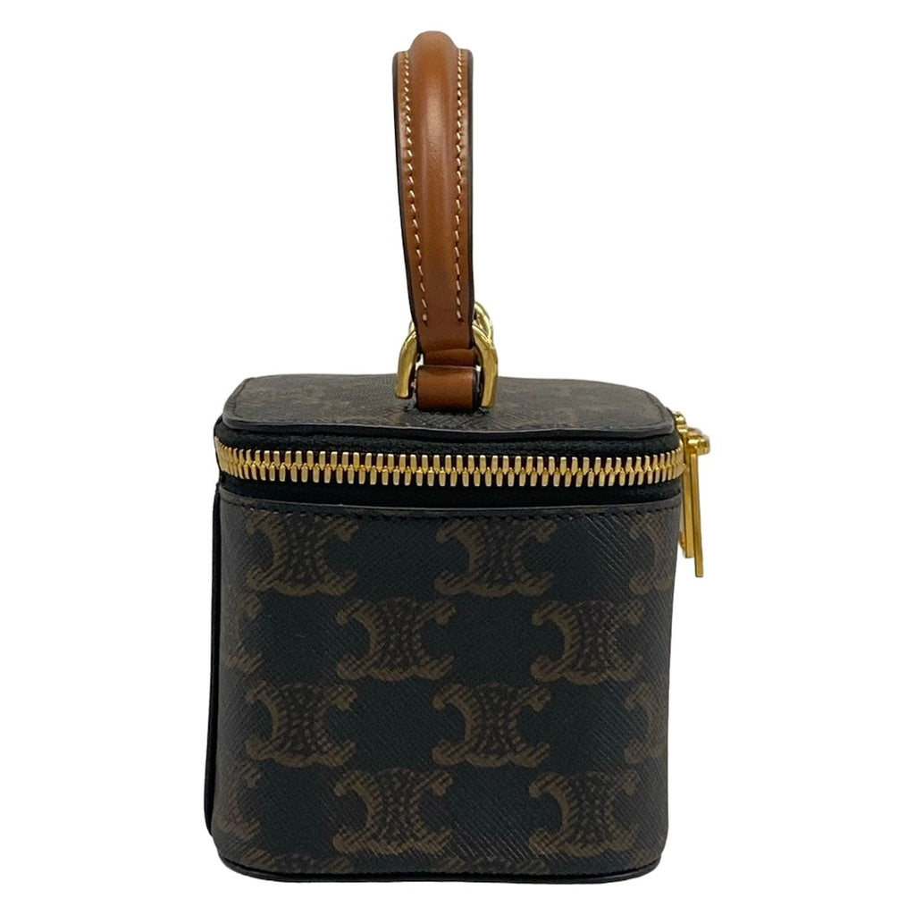 Celine Vanity Bag Triomphe Mini Case Black Dark Brown Leather — view 2