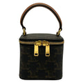 Celine Vanity Bag Triomphe Mini Case Black Dark Brown Leather