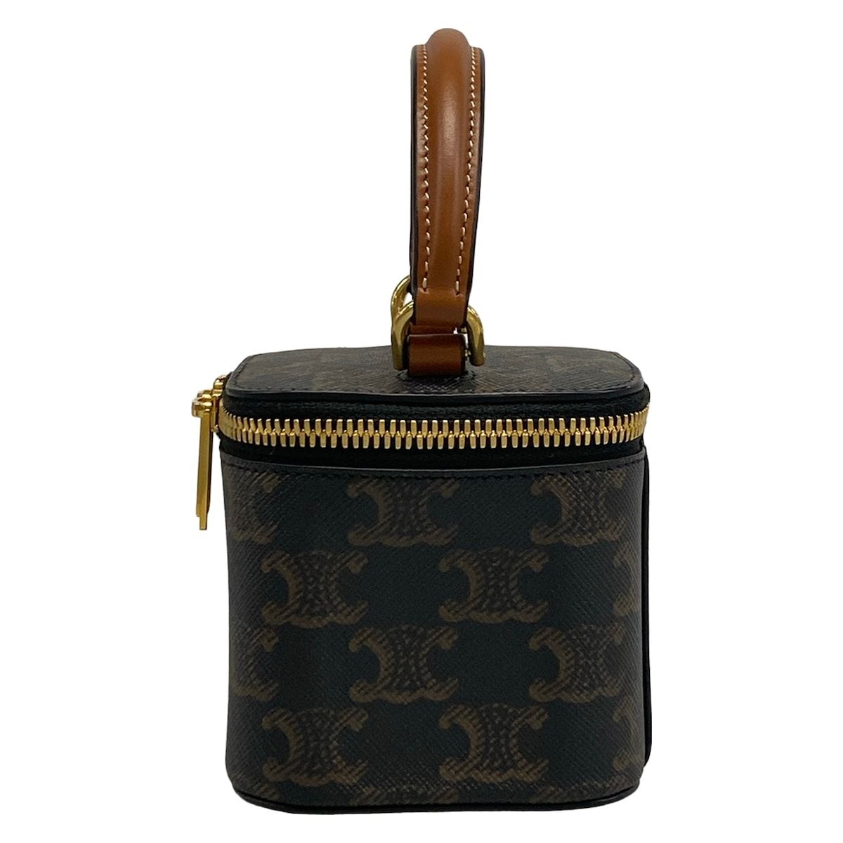 Celine Vanity Bag Triomphe Mini Case Black Dark Brown Leather — view 4