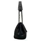 Chanel Shoulder Bag Black Chain Silver Logo Flap Lambskin — view 2