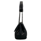 Chanel Shoulder Bag Black Chain Silver Logo Flap Lambskin — view 4