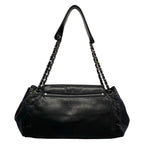 Chanel Shoulder Bag Black Chain Silver Logo Flap Lambskin — view 3