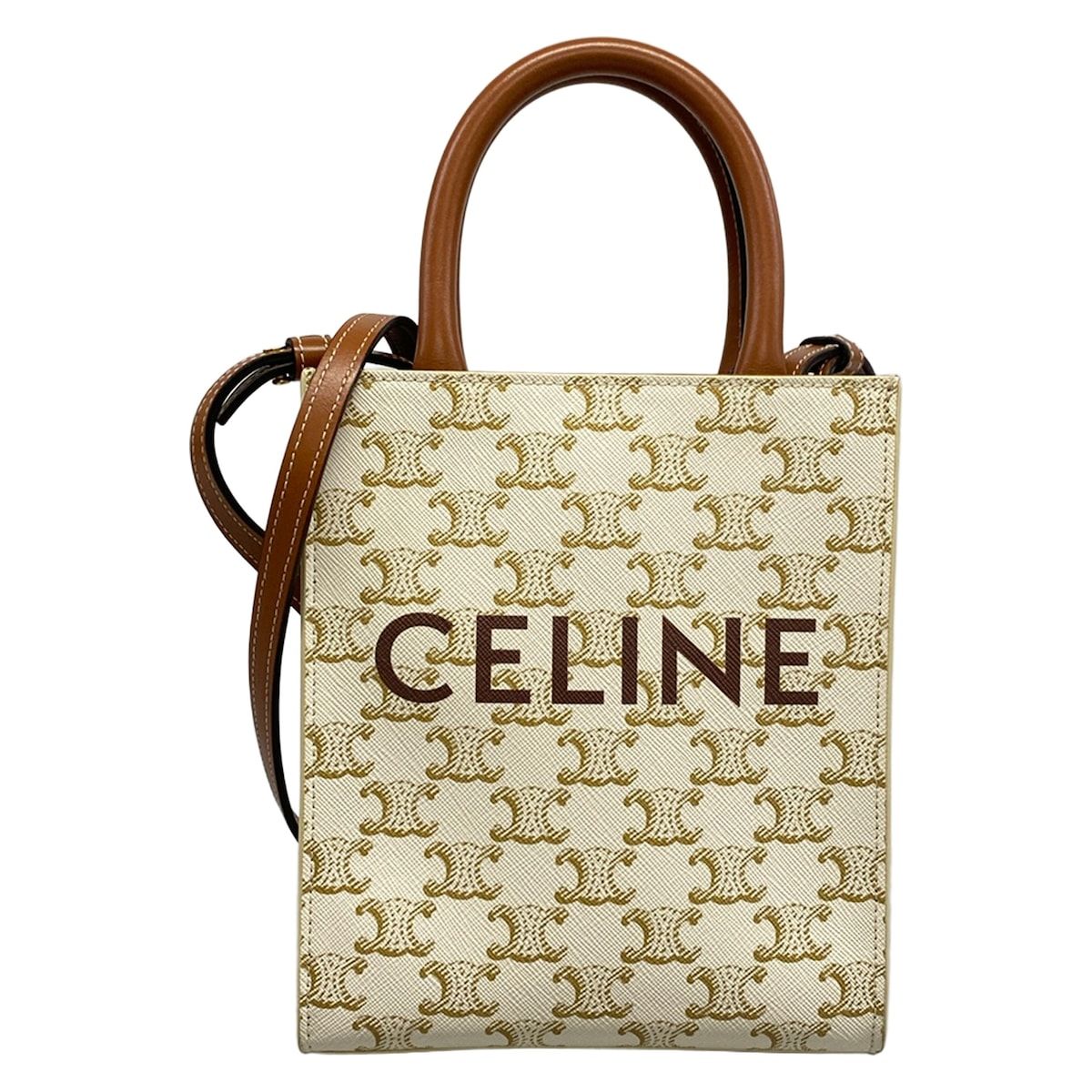 Celine Tote Mini Vertical Cover Ivory Brown