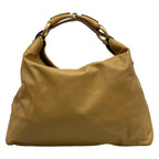 Gucci Shoulder Bag Horsebit Beige Leather