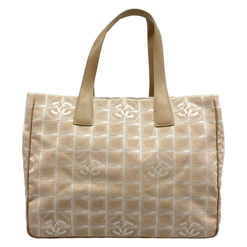 Chanel Tote New Travel Line MM Beige White Leather