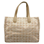Chanel Tote New Travel Line MM Beige White Leather