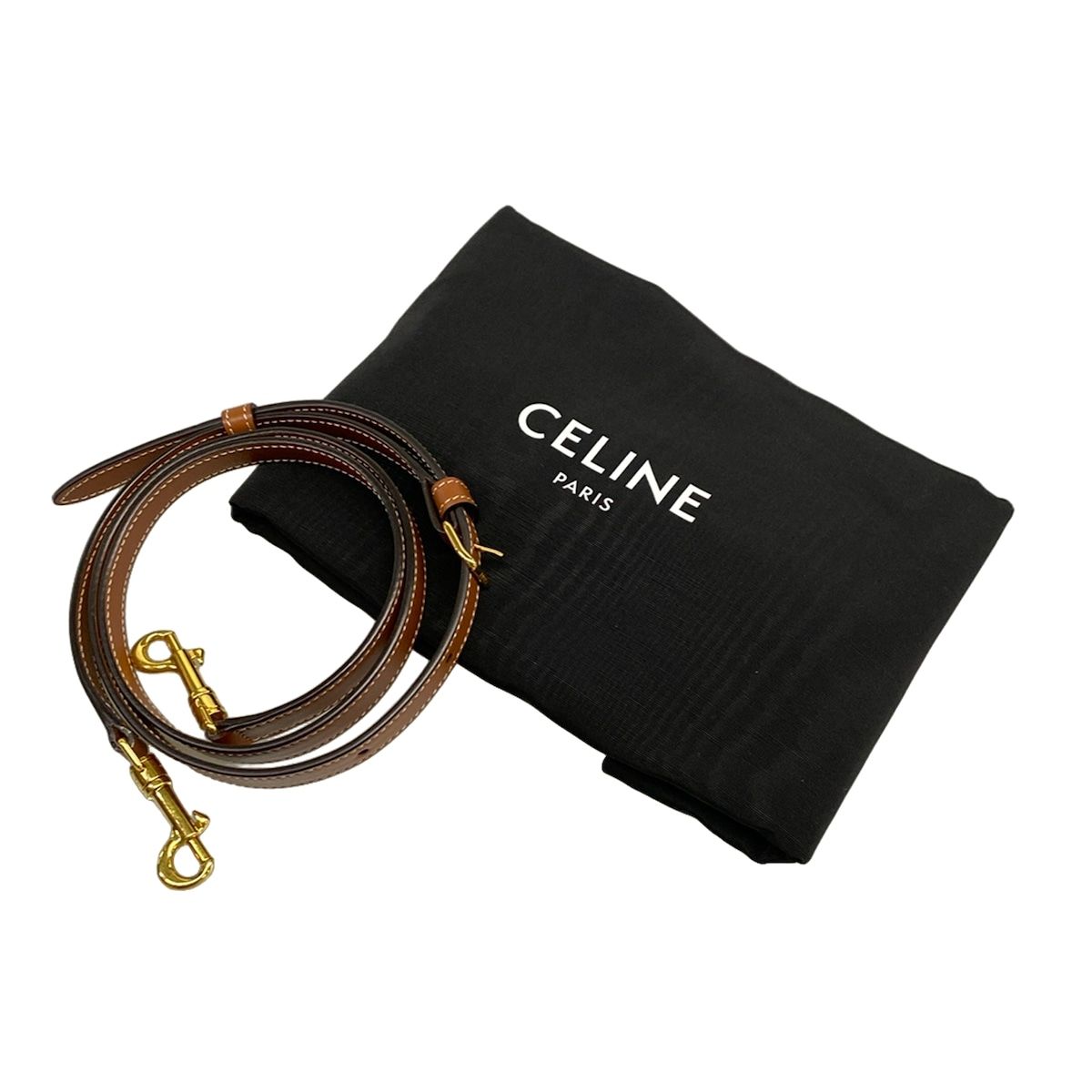 Celine Handbag Small Boston Triomphe Canvas Black Brown — view 8