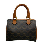 Celine Handbag Small Boston Triomphe Canvas Black Brown — view 3