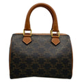 Celine Handbag Small Boston Triomphe Canvas Black Brown
