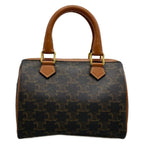 Celine Handbag Small Boston Triomphe Canvas Black Brown