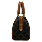Celine Handbag Small Boston Triomphe Canvas Black Brown — view 2