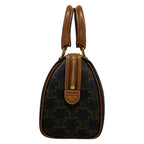 Celine Handbag Small Boston Triomphe Canvas Black Brown — view 4
