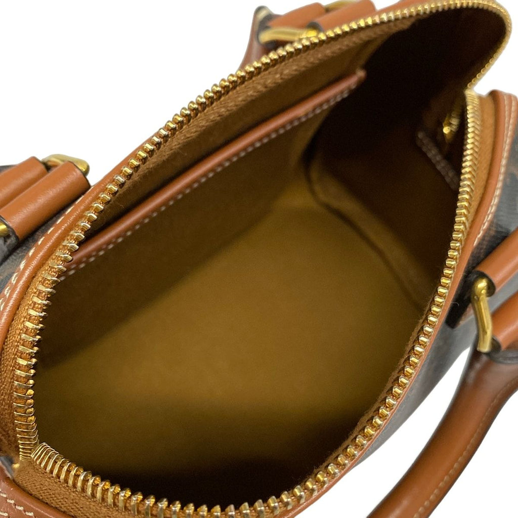 Celine Handbag Small Boston Triomphe Canvas Black Brown — view 7
