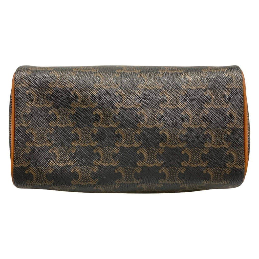 Celine Handbag Small Boston Triomphe Canvas Black Brown — view 5