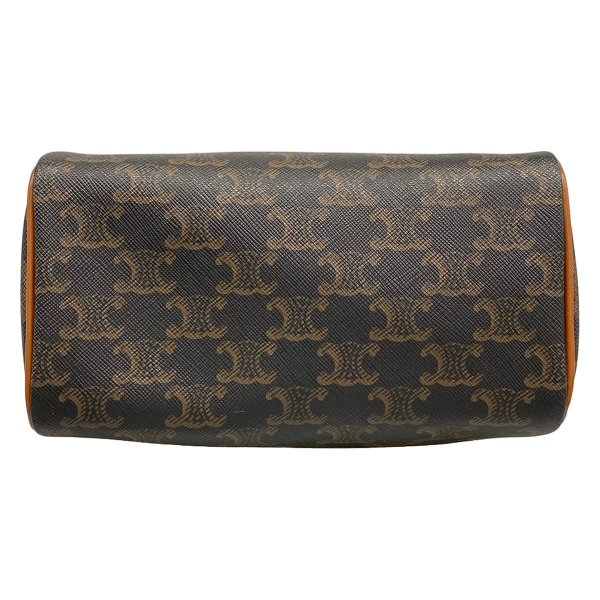 Celine Handbag Small Boston Triomphe Canvas Black Brown — view 5