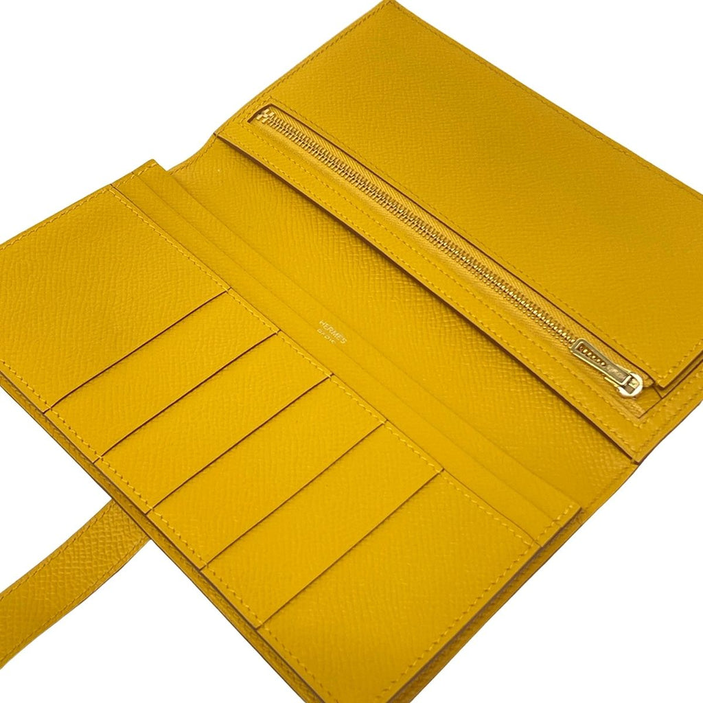 Hermes Wallet Bearn Souffle Joan Ambre Gold Protection — view 3