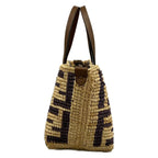 Fendi Handbag Roll Mini Zucca Pattern Beige Dark Brown Leather — view 4