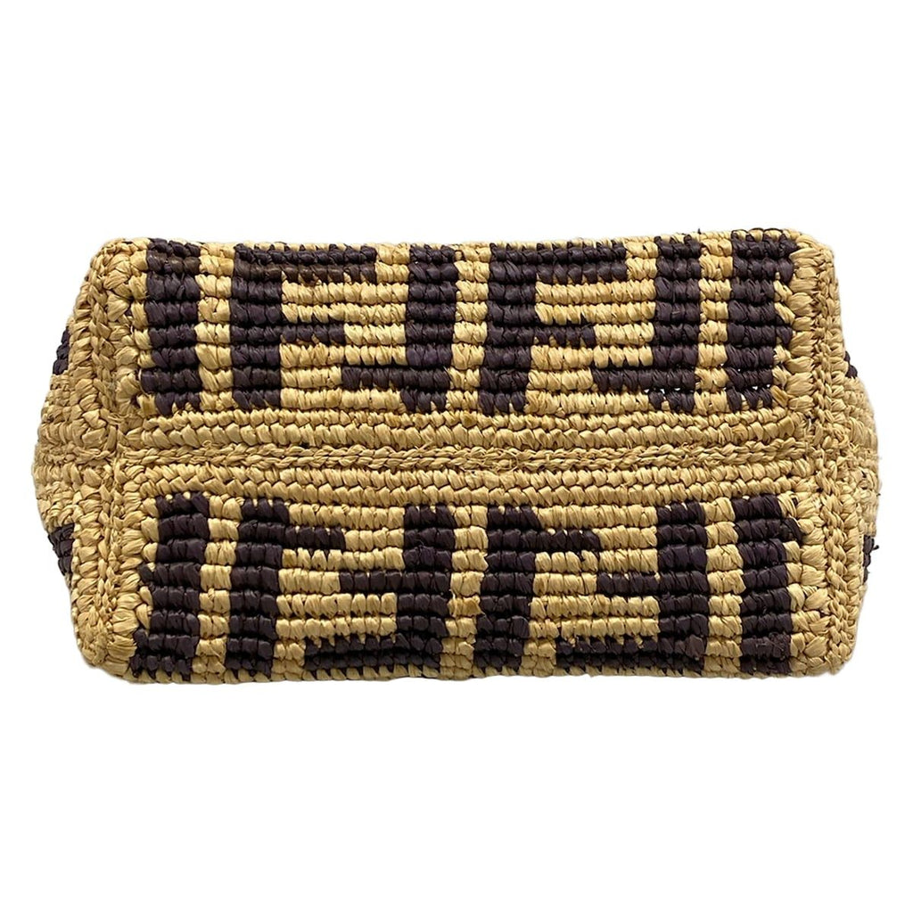 Fendi Handbag Roll Mini Zucca Pattern Beige Dark Brown Leather — view 5