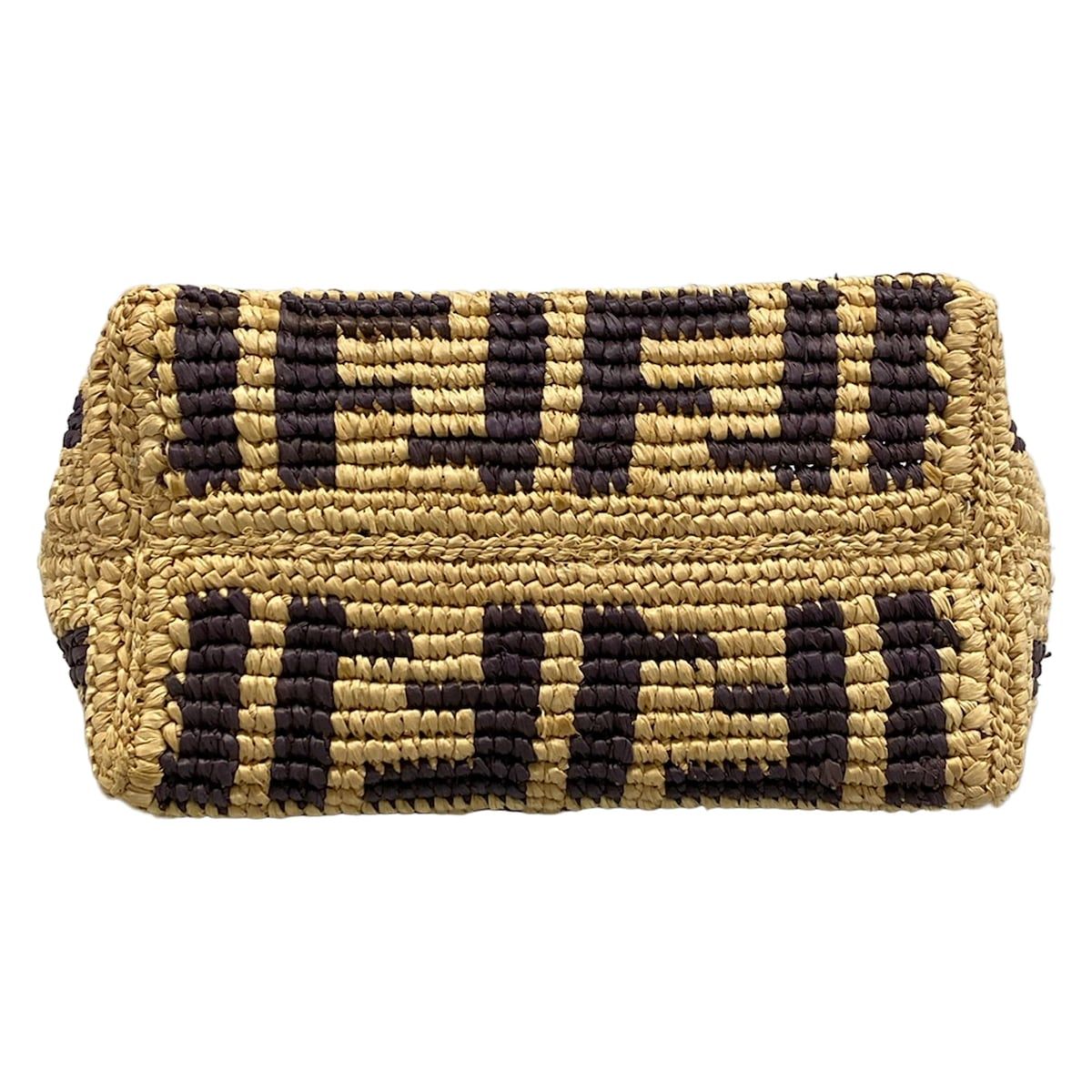 Fendi Handbag Roll Mini Zucca Pattern Beige Dark Brown Leather — view 5